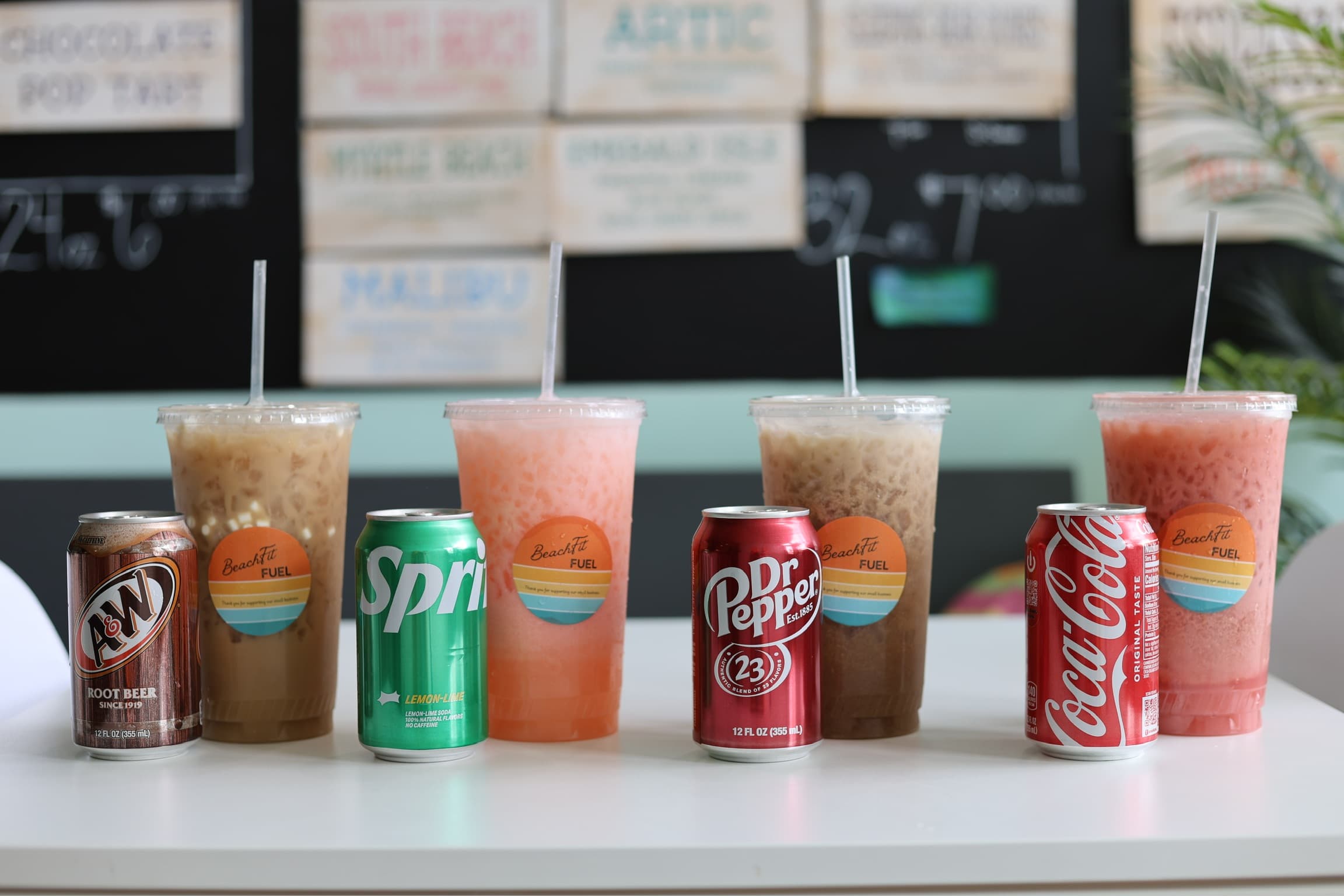 Lineup of BeachFit Fuel dirty sodas